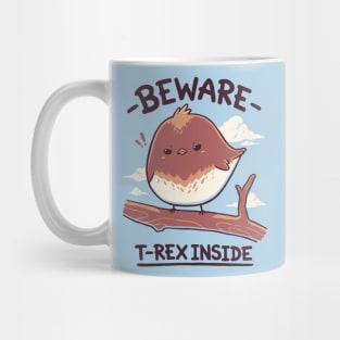 T-Rex Inside // Small Bird, Kawaii Angry Dinosaur Mug